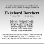 Traueranzeige Ekkehard Borchert