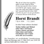 Traueranzeige Horst Brandt