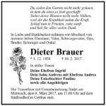 Traueranzeige Dieter Brauer
