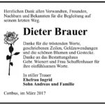 Danksagung Dieter Brauer