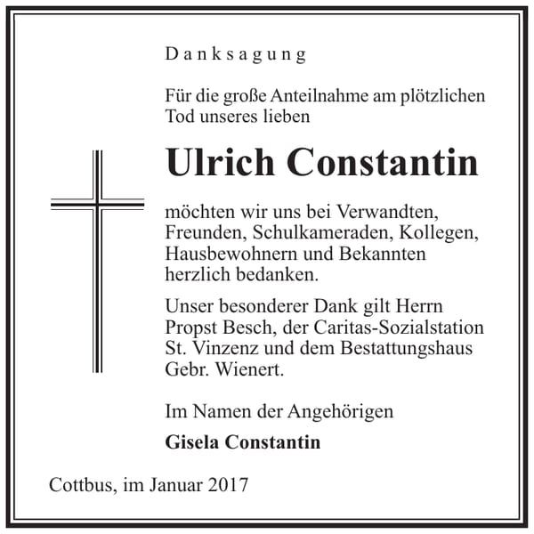 Danksagung Ulrich Constantin