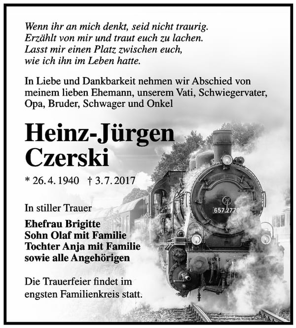 Traueranzeige Heinz-Jürgen Czerski