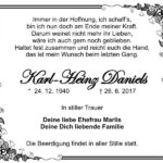 Traueranzeige Karl-Heinz Daniels