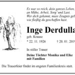 Traueranzeige Inge Derdulla, geb. Krause