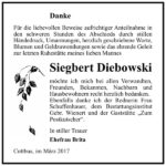 Danksagung Siegbert Diebowski