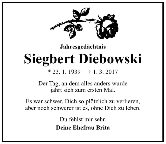 Jahresgedenken Siegbert Diebowski