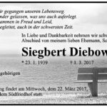Traueranzeige Siegbert Diebowski