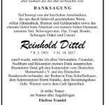 Danksagung Reinhold Dittel