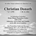 Traueranzeige Christian Donath