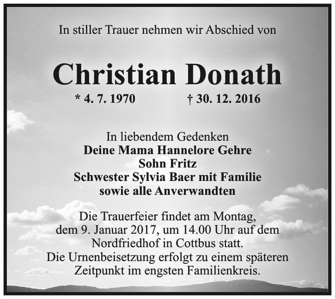 Traueranzeige Christian Donath