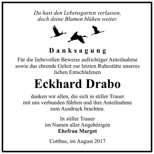 Danksagung Eckhard Drabo