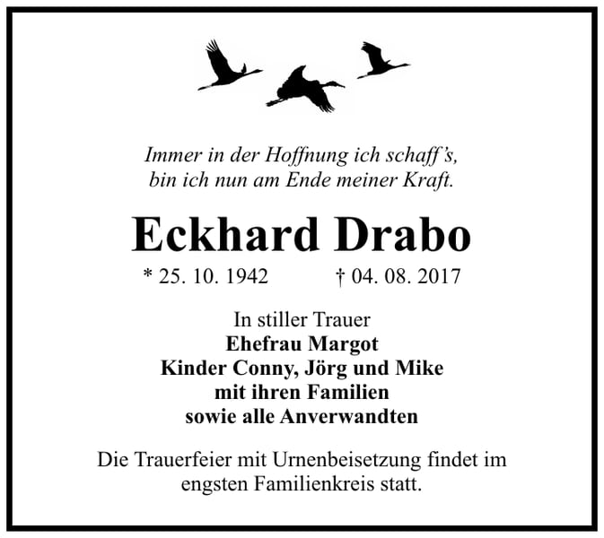 Traueranzeige Eckhard Drabo