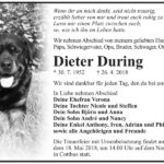 Traueranzeige Dieter During