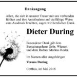 Danksagung Dieter During