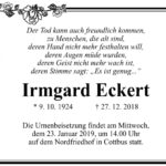 Traueranzeige Irmgard Eckert