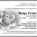 Traueranzeige Helga Ernst, geb. Burkhardt
