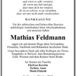 Danksagung Mathias Feldmann