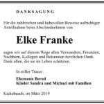 Traueranzeige Elke Franke