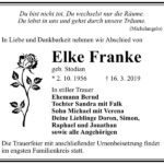 Traueranzeige Elke Franke, geb. Stodian