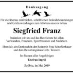 Traueranzeige Siegfried Franz