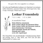 Traueranzeige Lothar Frauenholz