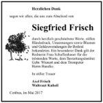 Danksagung Siegfried Frisch