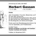 Traueranzeige Herbert Gassan