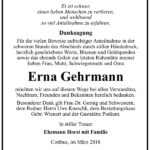 Danksagung Erna Gehrmann