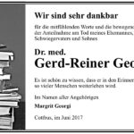 Traueranzeige Gerd-Reiner Georgi