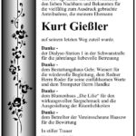 Danksagung Kurt Gießler