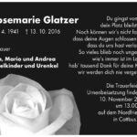Traueranzeige Rosemarie Glatzer