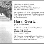 Traueranzeige Harri Goertz