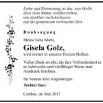 Danksagung Gisela Golz
