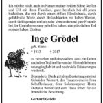 Danksagung Inge Grödel, geb. Siano