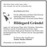 Danksagung Hildegard Gründel