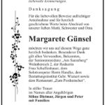 Danksagung Margarete Günsel