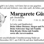 Traueranzeige Margarete Günsel, geb. Dieckmann