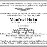 Traueranzeige Manfred Hahn
