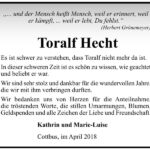 Danksagung Toralf Hecht
