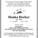 Traueranzeige Hanka Hecker, geb. Todte