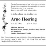 Traueranzeige Arno Heering