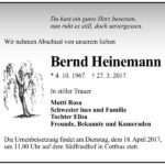 Traueranzeige Bernd Heinemann