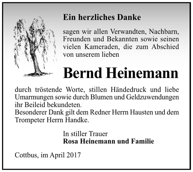 Danksagung Bernd Heinemann