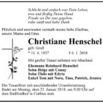 Traueranzeige Christiane Henschel, geb. Groß