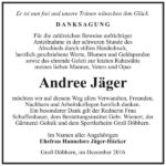 Danksagung Andree Jäger