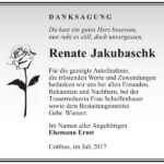 Danksagung Renate Jakubaschk
