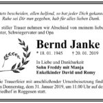 Traueranzeige Bernd Janke