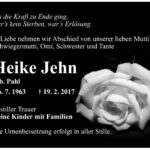 Traueranzeige Heike Jehn, geb. Pahl