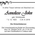 Traueranzeige Anneliese John geb. Scholtyssek
