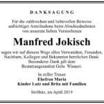 Traueranzeige Manfred Jokisch